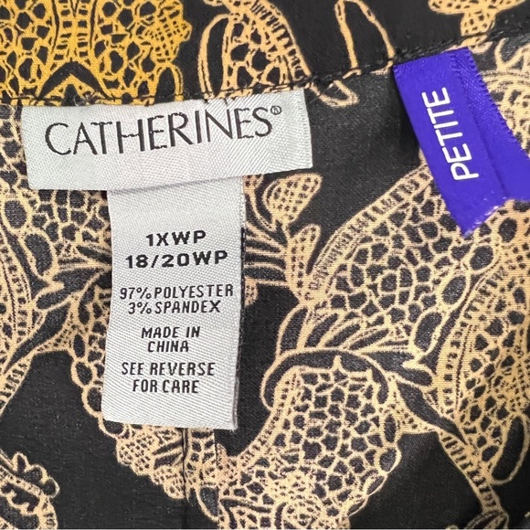 CATHERINE’S Womens Plus Shirt Sz 1XP Button Up Split Neck Black Gold Off… - Picture 2 of 12